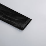 victoria Bow Cascade Velvet Maxi Dress in black