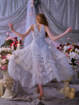 Vivi Light Blue Sleeveless Chiffon Banquet Dress