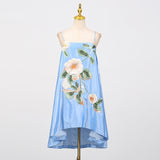 edwina applique floral Embroidered Mini Dress in blue