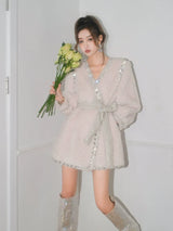 Joy V-Neck Long Sleeve Diamond Stud Coat