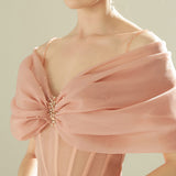 VENUS PINK OFF-SHOULDER MESH PANEL A-LINE MINI  DRESS