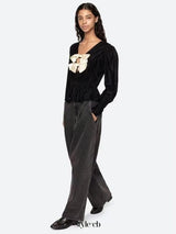 wallis black v-neck bow cutout velvet top