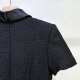 tabitha Boucle Collared tweed Mini Dress in black