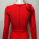 sally 3D Flower Decorative Bandage maxi Dress in red