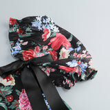 basia floral print ruffle trim hem puff mini dress