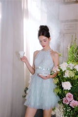 Sleeveless halter layered party Dress