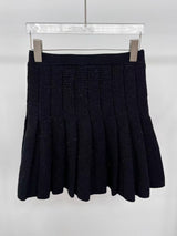 Jody Black Short Tweed Pleated Skirt