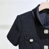 tabitha Boucle Collared tweed Mini Dress in black