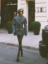 rosemary peacoat in wool in gray