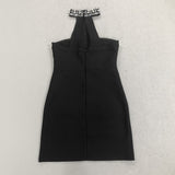 nelly pearl rhinestone halter mini dress in black