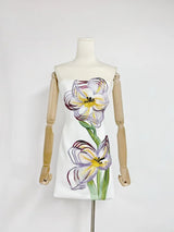 Rosario Appliqué Floral Bustier Mini Dress in white