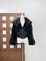 adelaide Faux Fur Corset Jacket in black