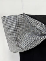 crystal bow crêpe maxi dress in Black