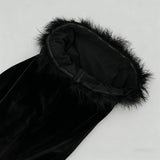 samantha feather velvet strapless mini dress in black