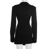 amelia v-neck ruched Blazer Mini Dress in black