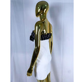 michaelia white Contour Sleeveless Polka Dot Contrast bow Bandage Mini Dress