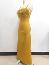 STRAPPY FEATHER MAXI DRESS