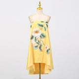 edwina applique floral Embroidered Mini Dress in yellow