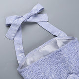 deborah Halterneck Floral Flare Mini Dress in blue