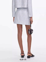 zenobia pale blue Tweed mini skirt