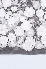 sarah V Neck Floral Embroidered Midi Dress in black