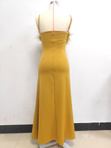 STRAPPY FEATHER MAXI DRESS