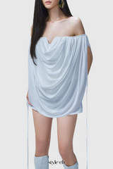 Odruta Off Shoulder Draped Top in White