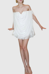 Odruta Off Shoulder Draped Top in White
