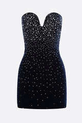 Omer Strapless Crystal Velvet Mini Dress
