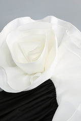 judy One Shoulder Peony Ruffle Gown in black