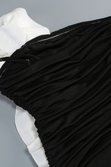 judy One Shoulder Peony Ruffle Gown in black