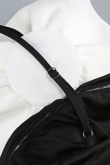 judy One Shoulder Peony Ruffle Gown in black