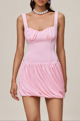 Ruched Bubble Mini Dress In Pink