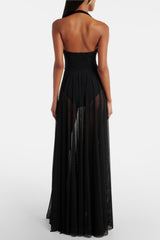 Ornan Halter Mesh Maxi Dress