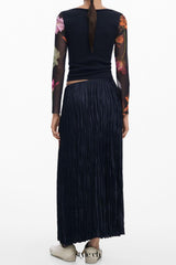 zanna print pleated skirt in black