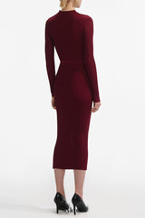 tiffany Burgundy Cut Out Rib Knit Midi Dress