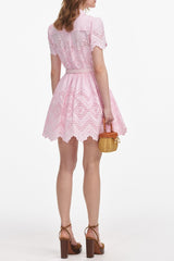 cheryl Pink Cotton Broderie Mini Dress