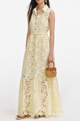 ingrid Yellow Lace Maxi Dress