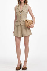 regina Beige Linen Playsuit