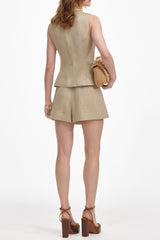 regina Beige Linen Playsuit