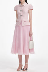 gill Pink Boucle Midi Dress