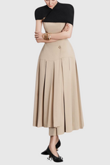 gustave Khaki Cape sleeveless irregular midi dress