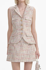 Pastel Boucle Tailored Mini Dress
