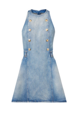 Denim Sleeveless Flared Mini Dress