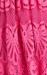 V Neck Cut Out Lace Midi Dress