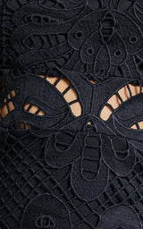 Long Puff Sleeve Lace Mini Dress