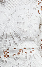 Long Puff Sleeve Lace Mini Dress