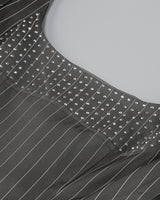 PUFF LONG SLEEVE CRYSTAL CORSET A LINE DRESS IN BLACK