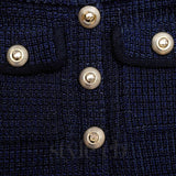 knit peplum maxi dress in dark blue