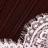 apphia Brown Contrast Lace Knit Midi Dress